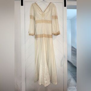 Gunne Sax Style Ryan Keith California Vtg Linen 60s Wedding Dress ivory Sz 2